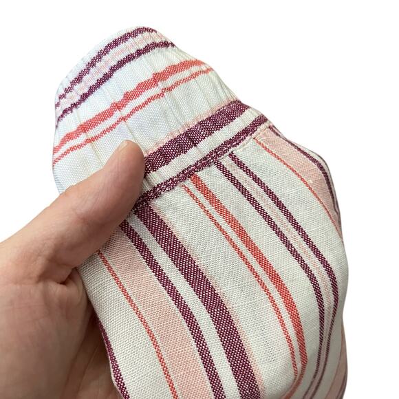 NEW Denim 24/7 Linen Blend Crop Pants Striped Wide Leg Boho Vacation Drawstring - Picture 4 of 7